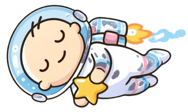Ilustração fofa de bebê astronauta flutuando